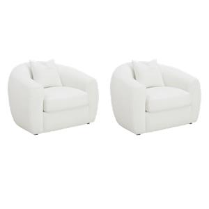 Pemberly Row Set of 2 Faux Sheepskin Upholstered Accent Chairs in Natural