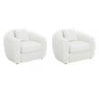 Pemberly Row Set of 2 Faux Sheepskin Upholstered Accent Chairs in Natural