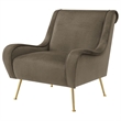 Pemberly Row Set of 2 Upholstered Saddle Arm Accent Chairs in Truffle