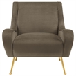 Pemberly Row Set of 2 Upholstered Saddle Arm Accent Chairs in Truffle