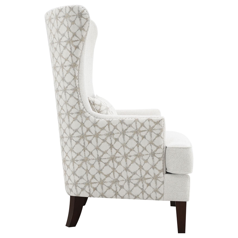 Pemberly Row Set of 2 Upholstered High Wingback Accent Chairs in Latte