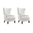 Pemberly Row Set of 2 Upholstered High Wingback Accent Chairs in Latte
