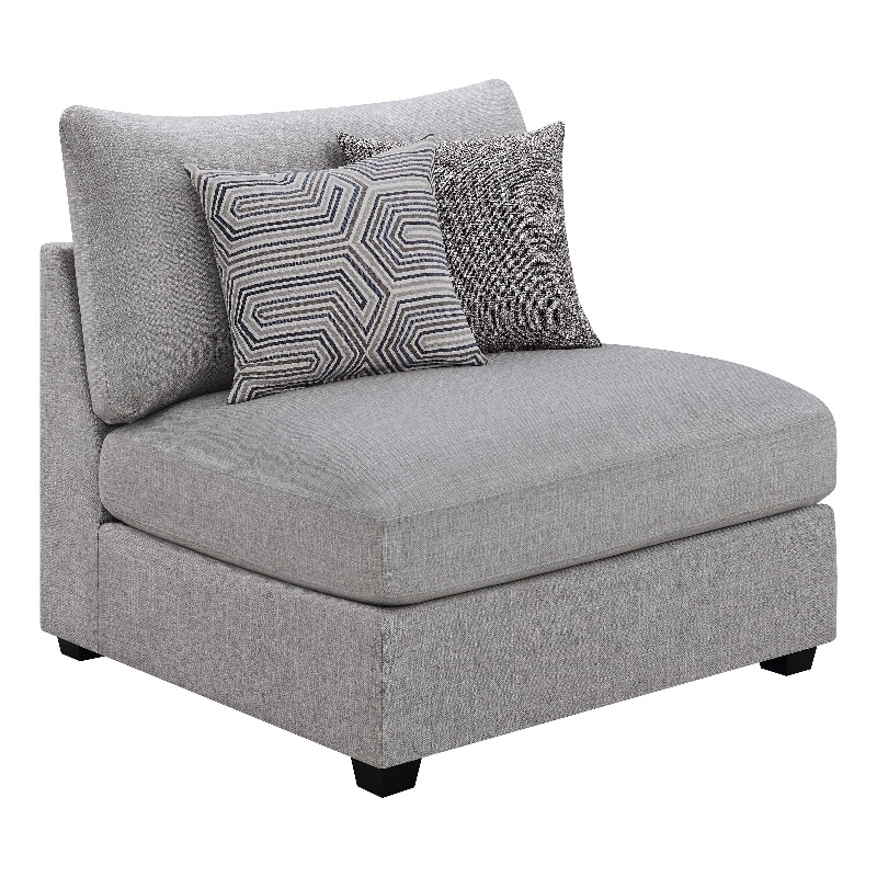 Pemberly Row Set of 2 Modern Upholstered Armless Chairs in Gray