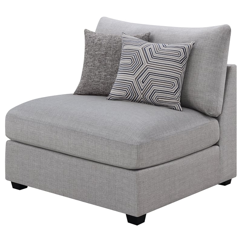Pemberly Row Set of 2 Modern Upholstered Armless Chairs in Gray