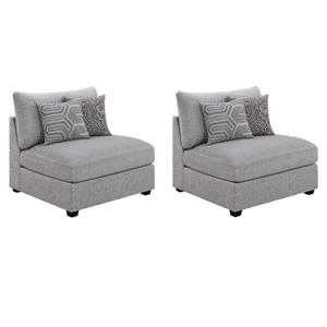Pemberly Row Set of 2 Modern Upholstered Armless Chairs in Gray
