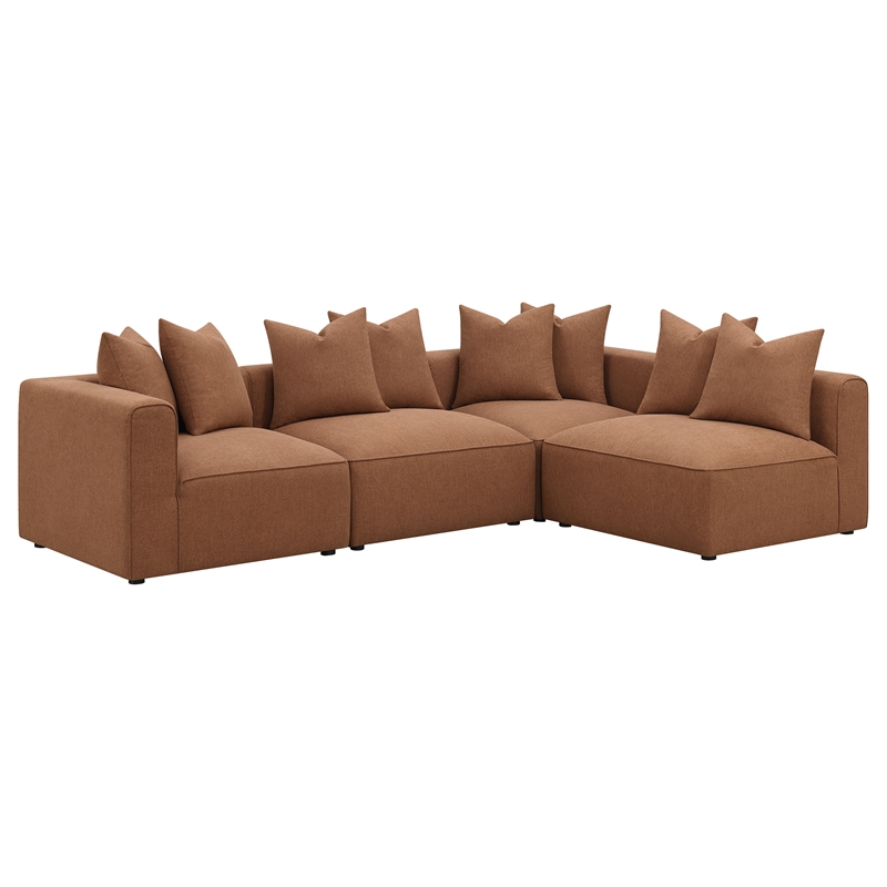 Pemberly Row Set of 2 Upholstered Armless Chairs in Terracotta
