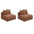 Pemberly Row Set of 2 Upholstered Armless Chairs in Terracotta