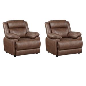 Pemberly Row Set of 2 Upholstered Padded Arm Accent Chairs in Dark Brown