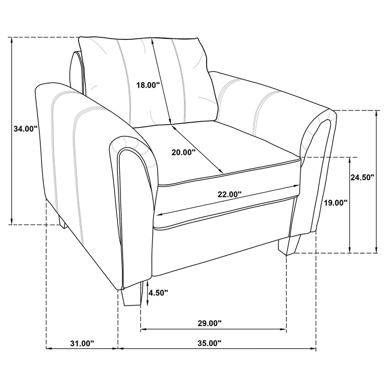Pemberly Row Set of 2 Upholstered Rolled Arm Accent Chairs in Grey