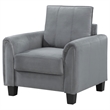 Pemberly Row Set of 2 Upholstered Rolled Arm Accent Chairs in Grey