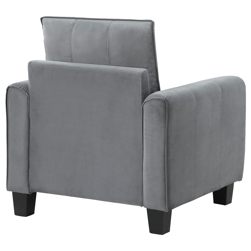 Pemberly Row Set of 2 Upholstered Rolled Arm Accent Chairs in Grey