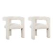 Pemberly Row Set of 2 Boucle Upholstered Accent Side Chairs in White