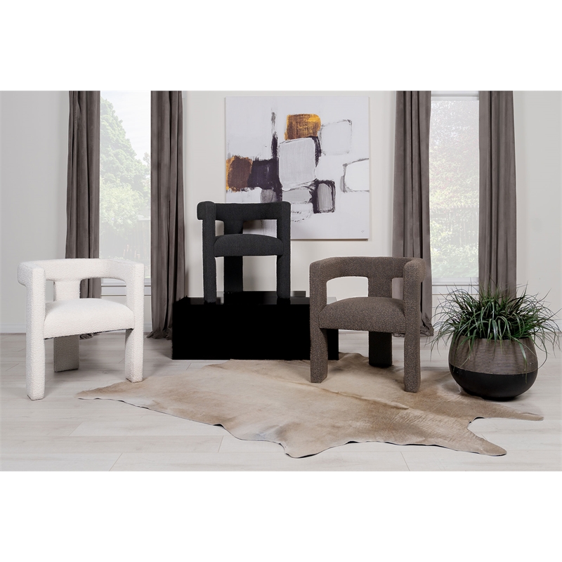 Pemberly Row Set of 2 Boucle Upholstered Accent Side Chairs in Chocolate Brown