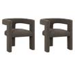Pemberly Row Set of 2 Boucle Upholstered Accent Side Chairs in Chocolate Brown