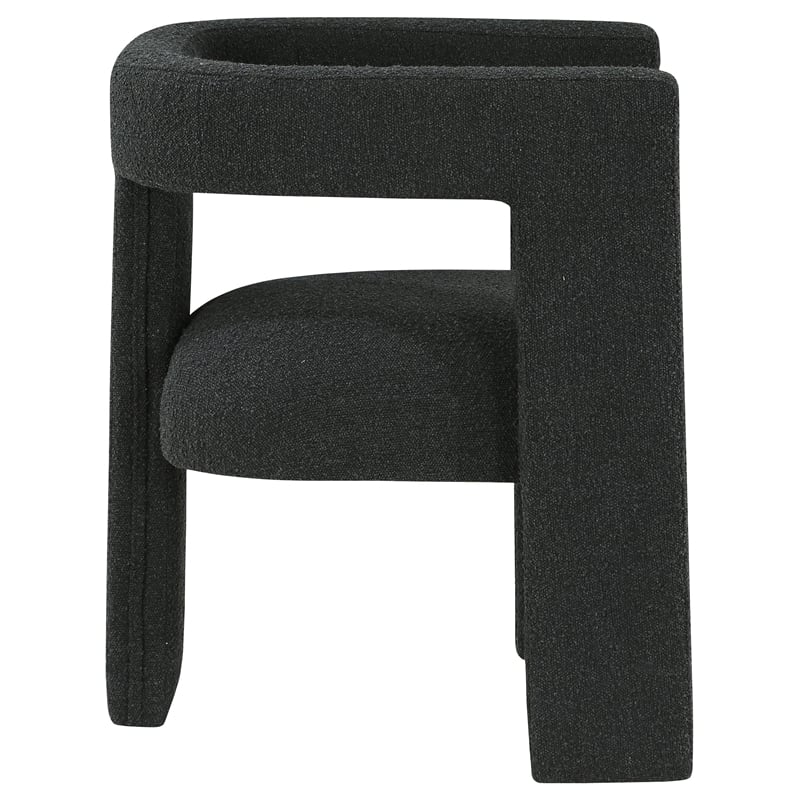 Pemberly Row Set of 2 Boucle Upholstered Accent Side Chairs in Black