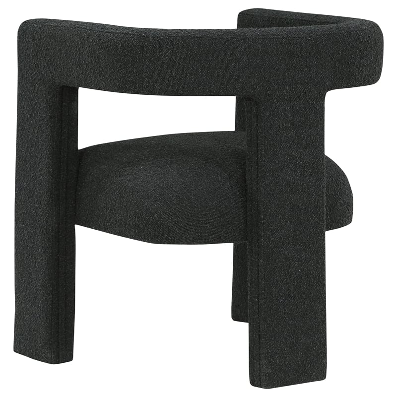 Pemberly Row Set of 2 Boucle Upholstered Accent Side Chairs in Black
