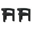 Pemberly Row Set of 2 Boucle Upholstered Accent Side Chairs in Black