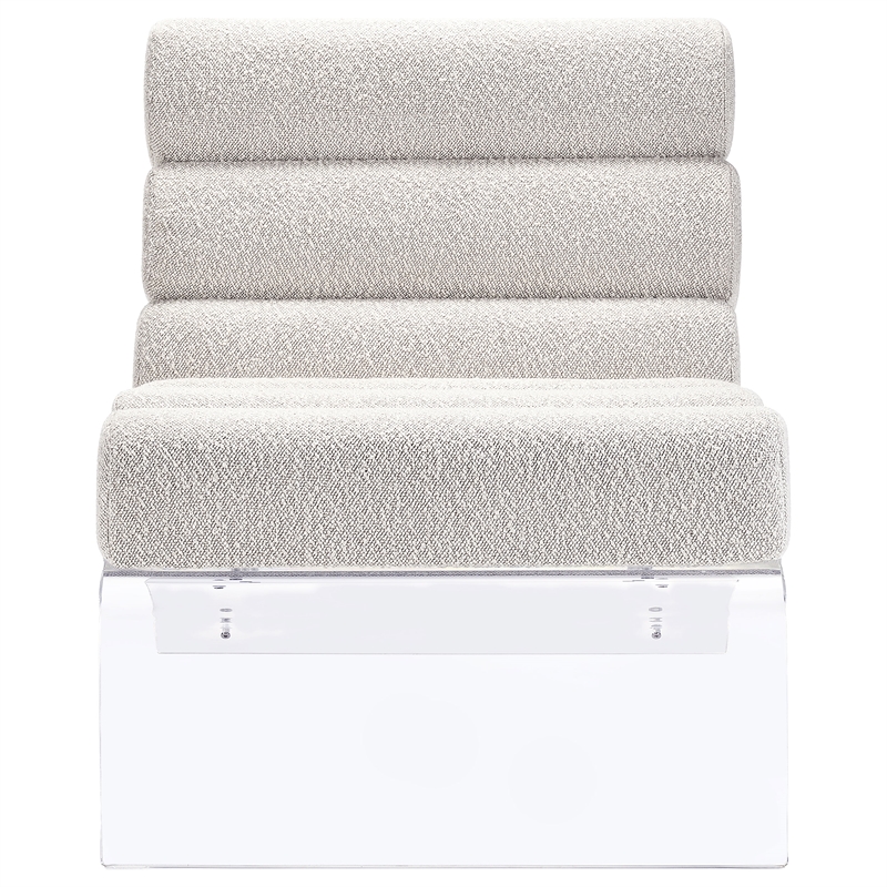 Pemberly Row Set of 2 Boucle Upholstered Armless Acrylic Chairs in Ivory