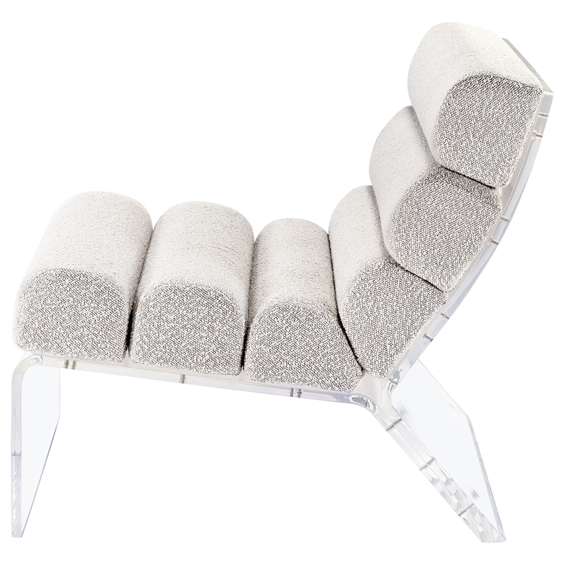 Pemberly Row Set of 2 Boucle Upholstered Armless Acrylic Chairs in Ivory