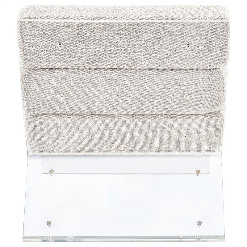 Pemberly Row Set of 2 Boucle Upholstered Armless Acrylic Chairs in Ivory