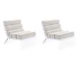 Pemberly Row Set of 2 Boucle Upholstered Armless Acrylic Chairs in Ivory