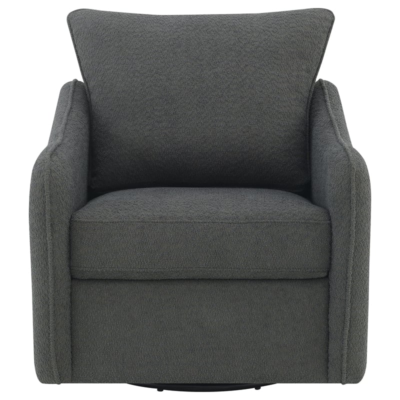 Pemberly Row Set of 2 Upholstered Sloped Arm Swivel Glider Chairs in Charcoal