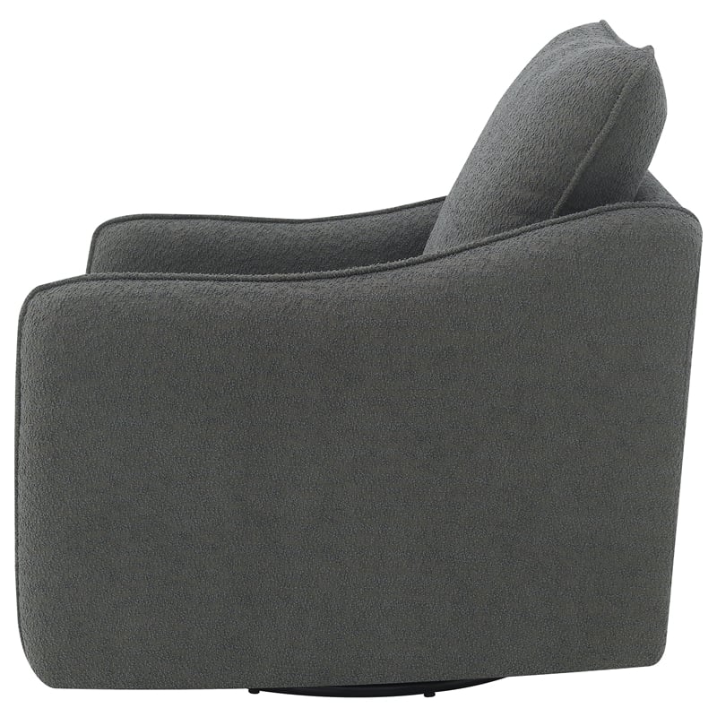 Pemberly Row Set of 2 Upholstered Sloped Arm Swivel Glider Chairs in Charcoal