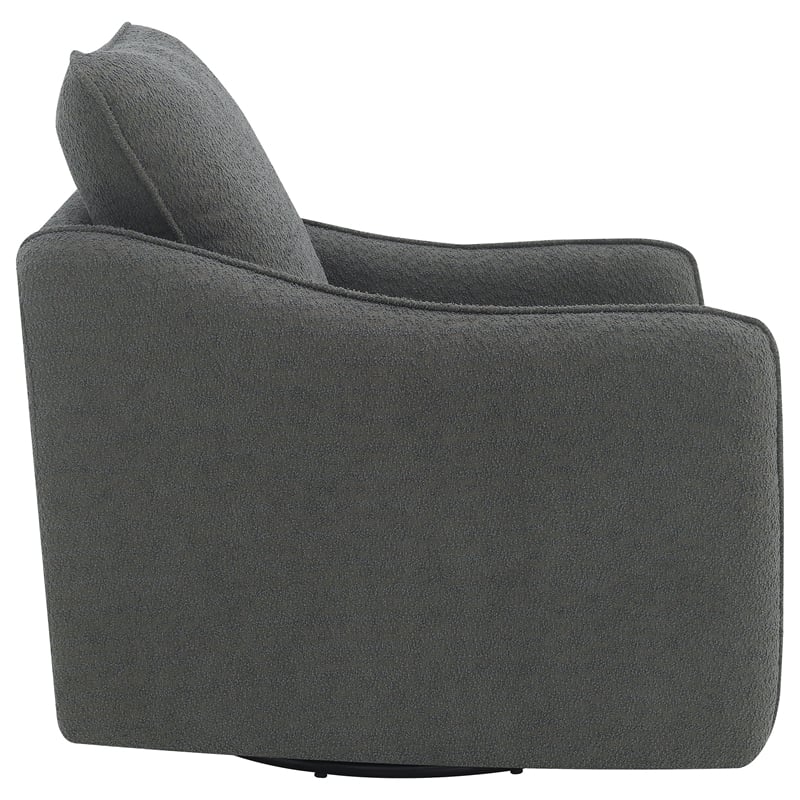 Pemberly Row Set of 2 Upholstered Sloped Arm Swivel Glider Chairs in Charcoal