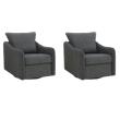 Pemberly Row Set of 2 Upholstered Sloped Arm Swivel Glider Chairs in Charcoal
