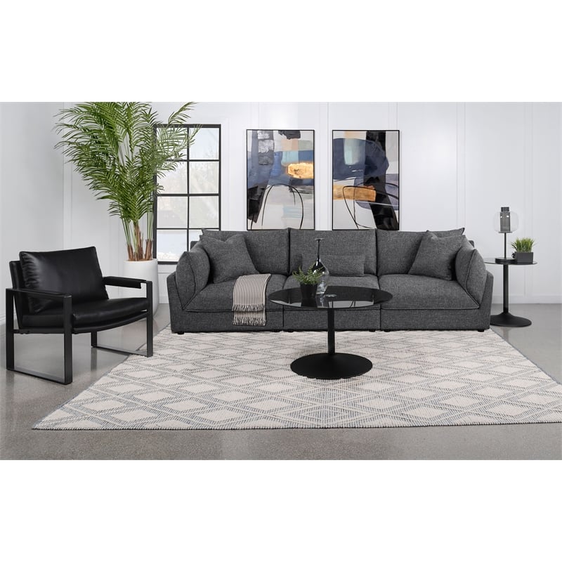 Pemberly Row Set of 2 Modern Upholstered Armless Chairs in Black