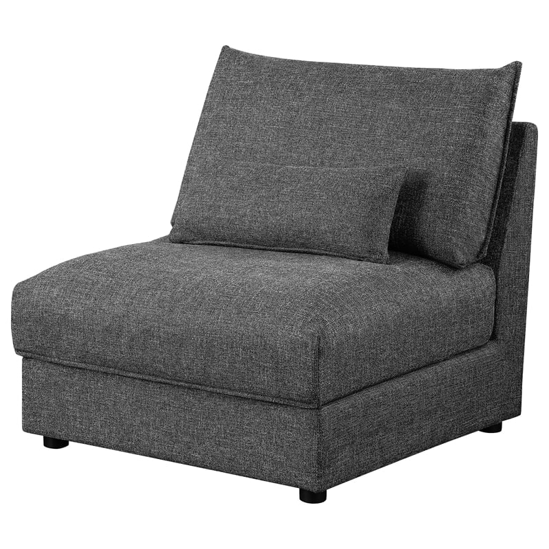 Pemberly Row Set of 2 Modern Upholstered Armless Chairs in Black