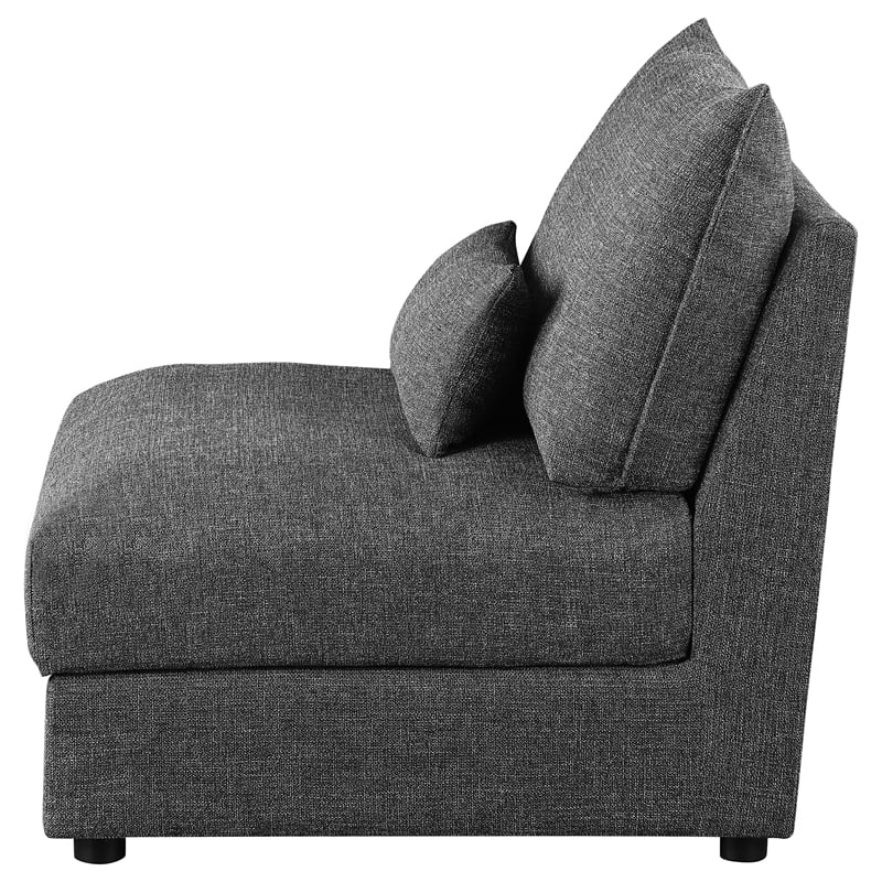 Pemberly Row Set of 2 Modern Upholstered Armless Chairs in Black