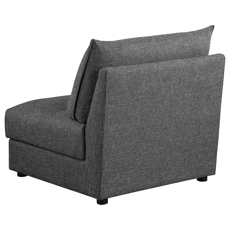 Pemberly Row Set of 2 Modern Upholstered Armless Chairs in Black