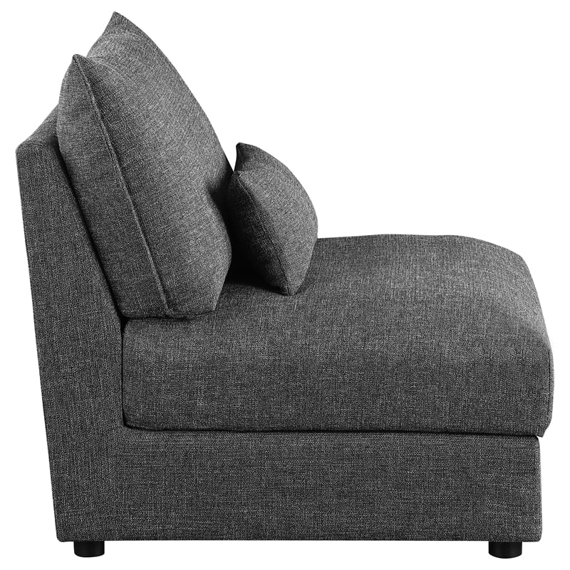Pemberly Row Set of 2 Modern Upholstered Armless Chairs in Black