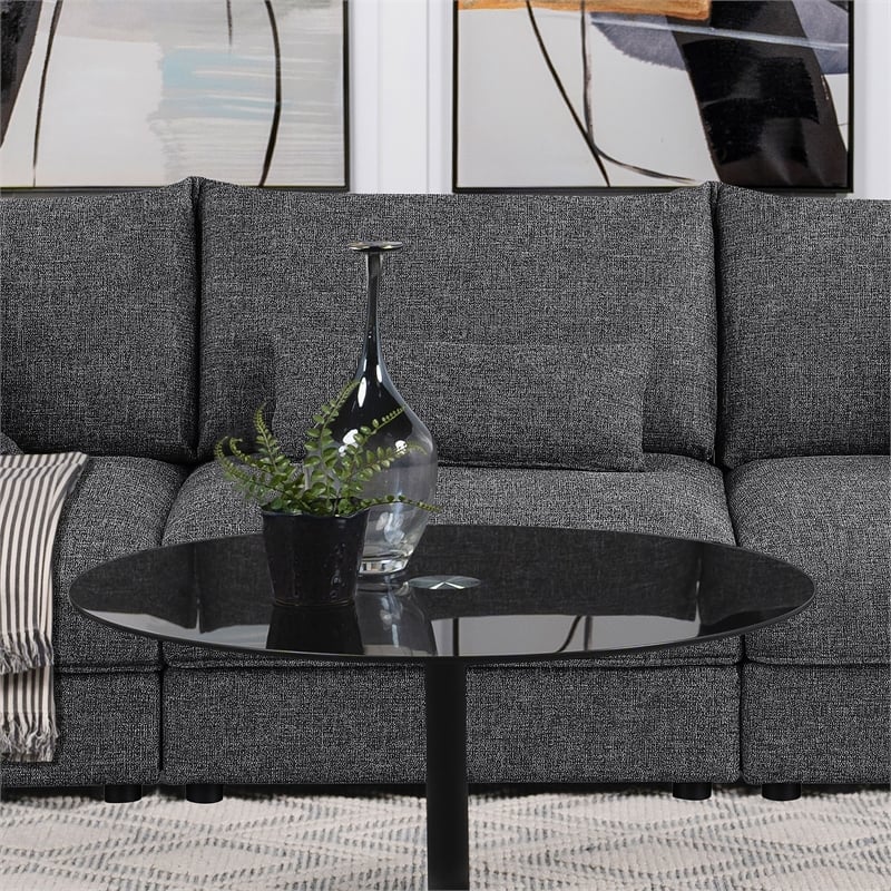 Pemberly Row Set of 2 Modern Upholstered Armless Chairs in Black