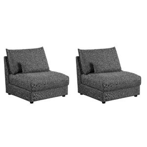 Pemberly Row Set of 2 Modern Upholstered Armless Chairs in Black