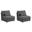 Pemberly Row Set of 2 Modern Upholstered Armless Chairs in Black