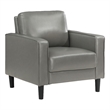 Pemberly Row Set of 2 Upholstered Track Arm Accent Chairs in Grey