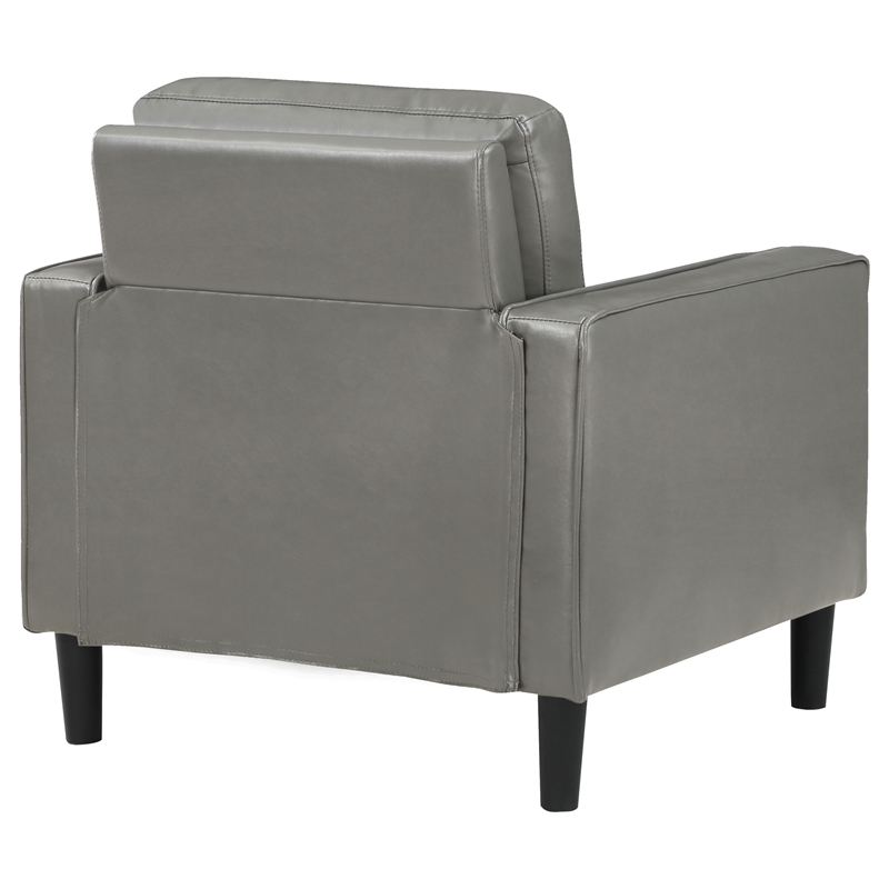 Pemberly Row Set of 2 Upholstered Track Arm Accent Chairs in Grey
