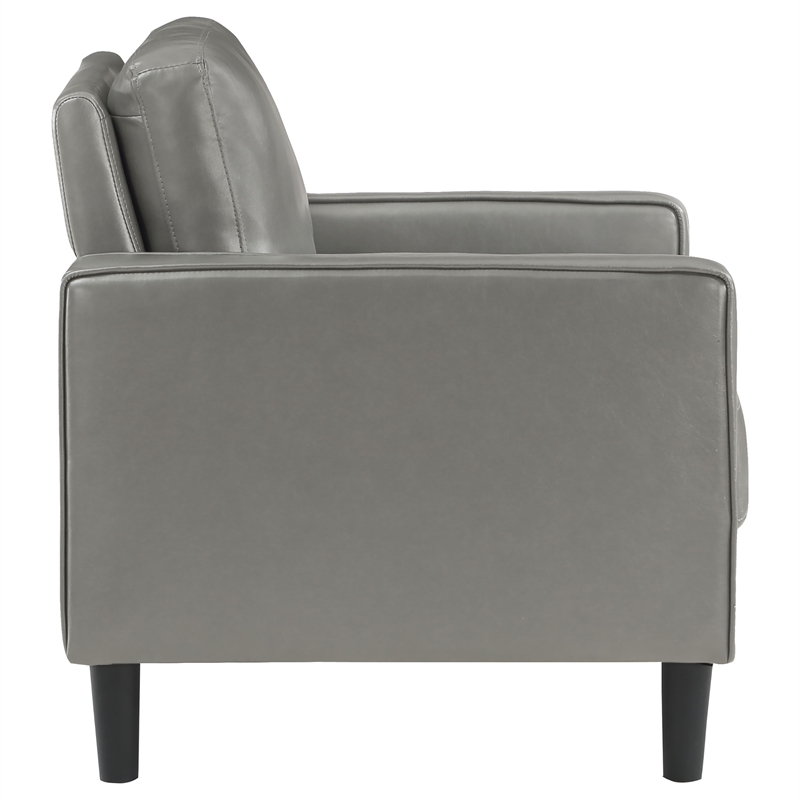 Pemberly Row Set of 2 Upholstered Track Arm Accent Chairs in Grey