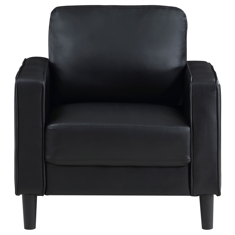 Pemberly Row Set of 2 Upholstered Track Arm Accent Chairs in Black