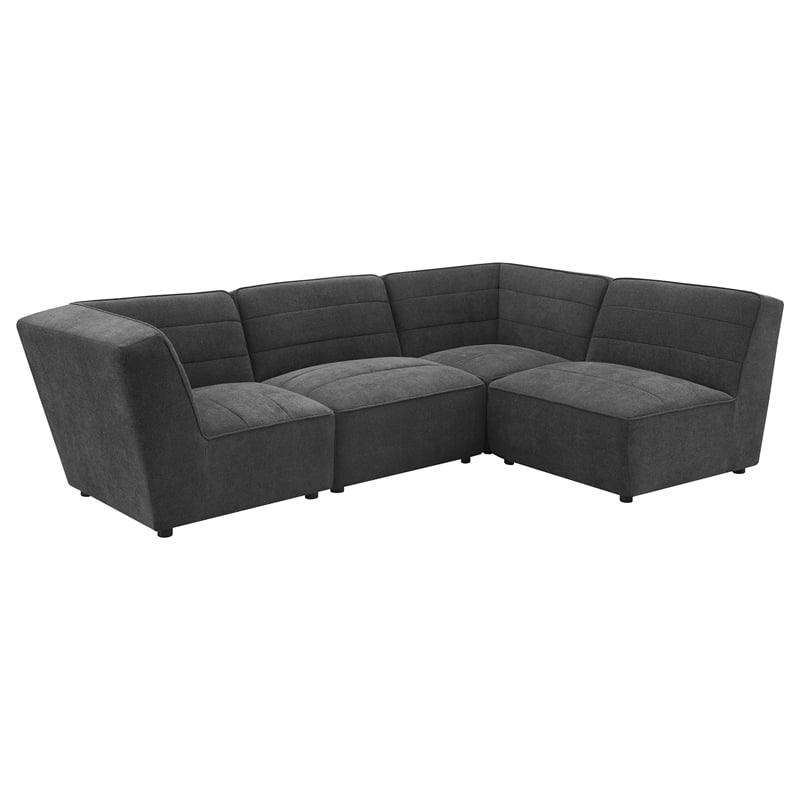 Pemberly Row Set of 2 Upholstered Armless Chairs in Dark Charcoal