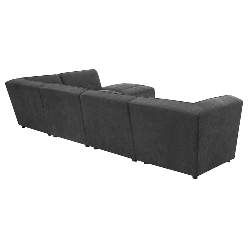 Pemberly Row Set of 2 Upholstered Armless Chairs in Dark Charcoal