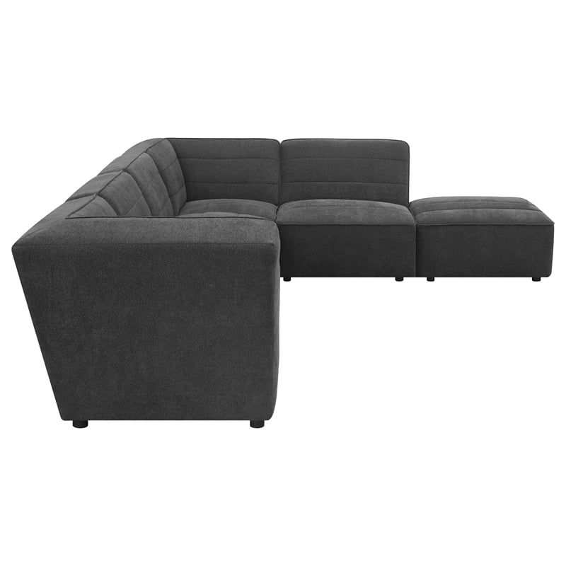 Pemberly Row Set of 2 Upholstered Armless Chairs in Dark Charcoal