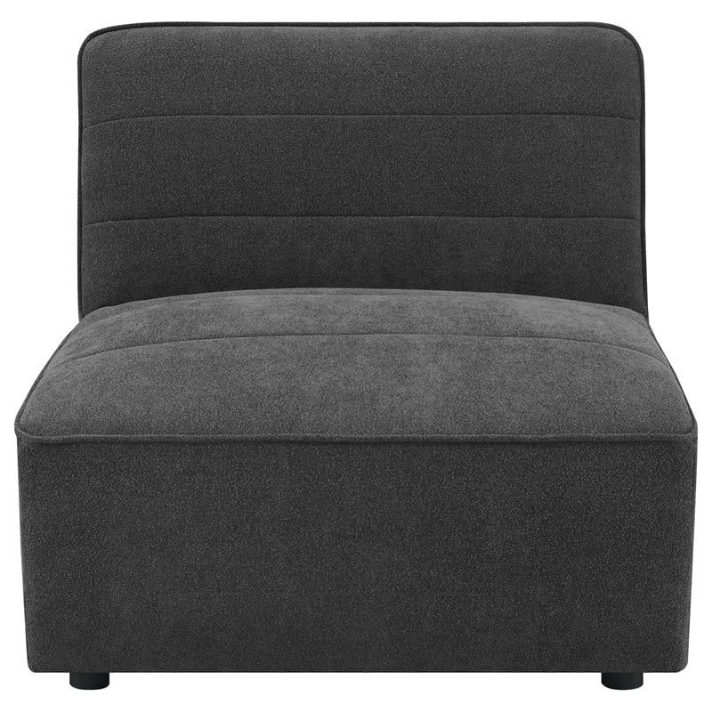Pemberly Row Set of 2 Upholstered Armless Chairs in Dark Charcoal