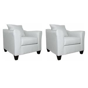 Pemberly Row Set of 2 Upholstered Flared Arm Accent Chairs in Sand