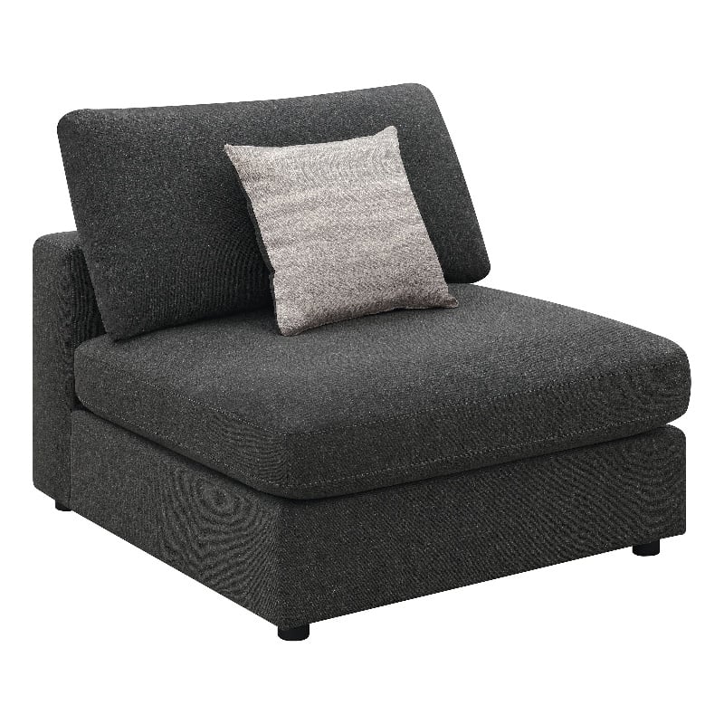 Pemberly Row Set of 2 Modern Upholstered Armless Chairs in Charcoal