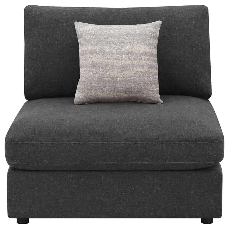 Pemberly Row Set of 2 Modern Upholstered Armless Chairs in Charcoal