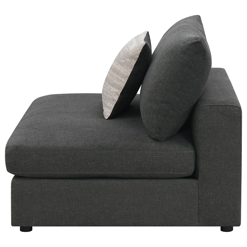 Pemberly Row Set of 2 Modern Upholstered Armless Chairs in Charcoal