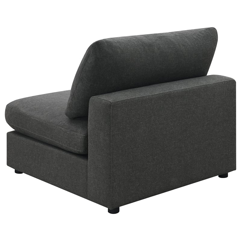 Pemberly Row Set of 2 Modern Upholstered Armless Chairs in Charcoal